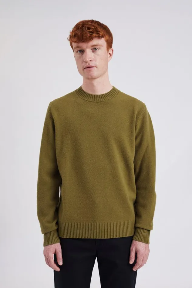 Men Norse Standard Merino Lambswool Sweater Sitka Green Norse Projects Knitwear