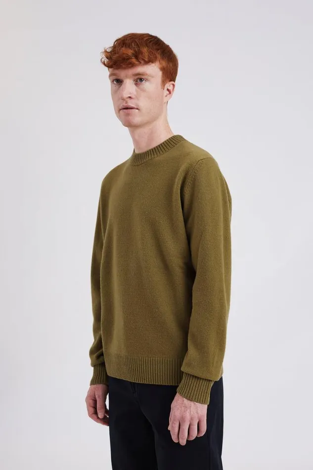 Men Norse Standard Merino Lambswool Sweater Sitka Green Norse Projects Knitwear