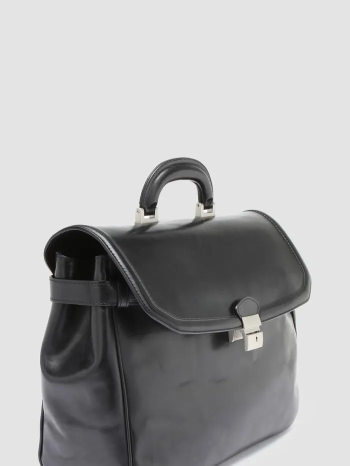Men Officine Creative Accessories QUENTIN 011 Black Leather Briefcase Men Officine Creative Accessories QUENTIN 011 Black Leather Briefcase
