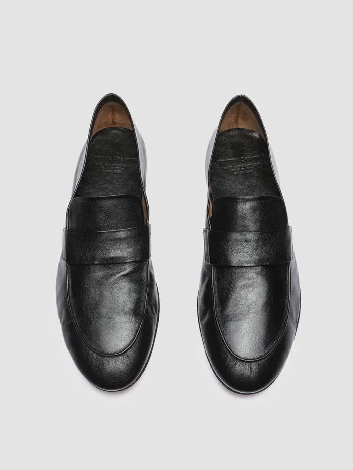 Men Officine Creative Footwear AIRTO 001 Black Leather Penny Loafers