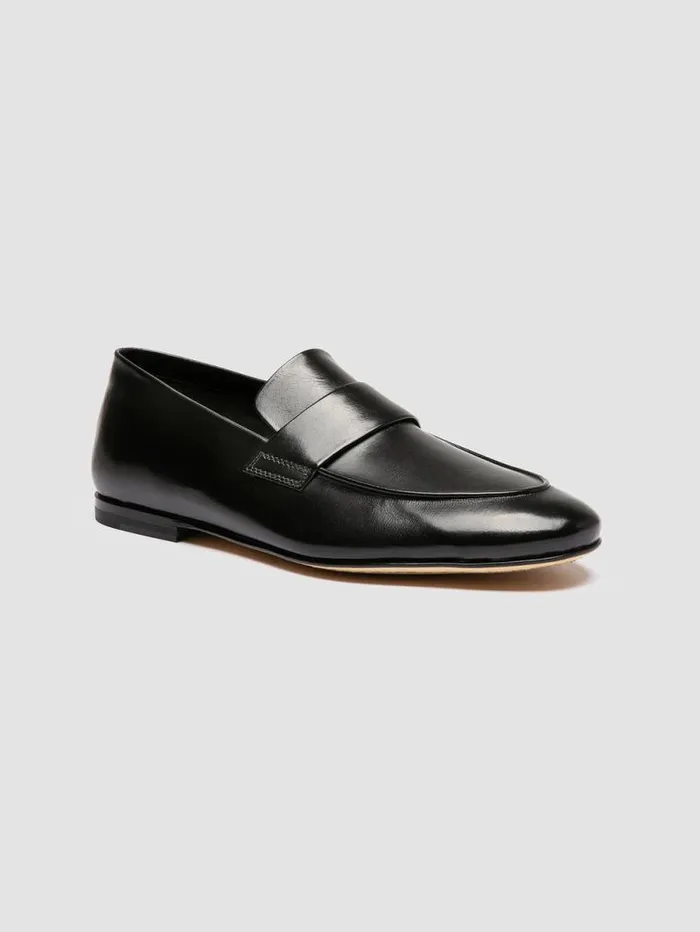 Men Officine Creative Footwear AIRTO 001 Black Leather Penny Loafers
