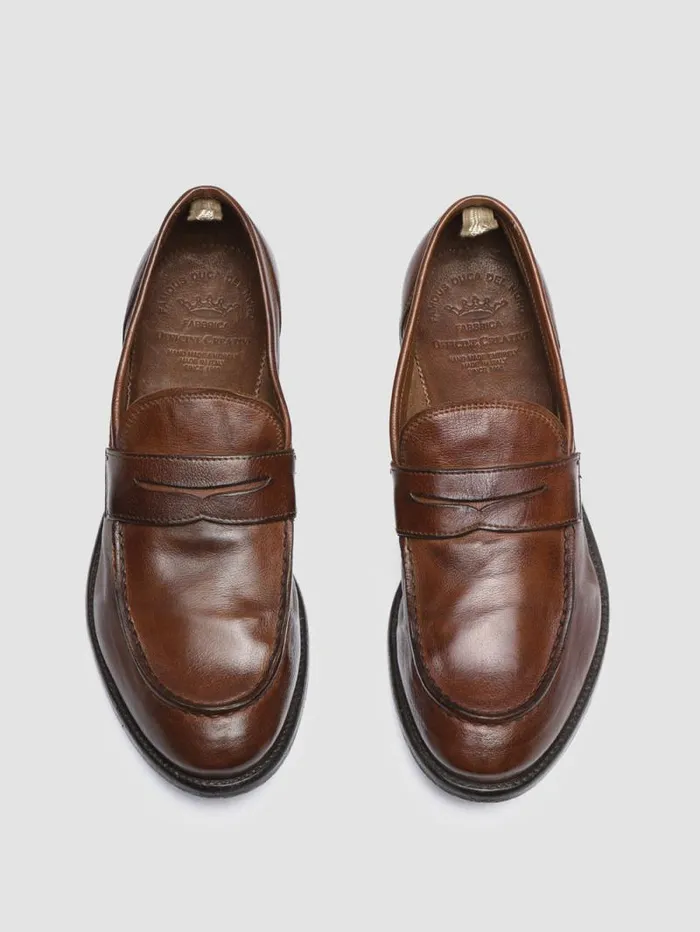 Men Officine Creative Footwear ARC 509 Brown Leather Penny Loafers