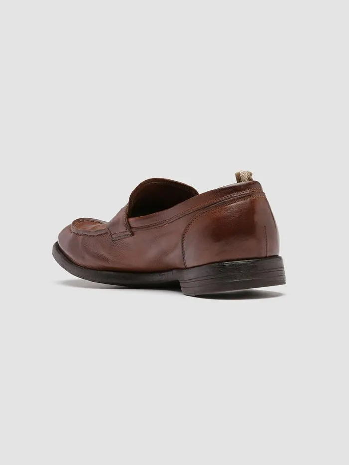 Men Officine Creative Footwear ARC 509 Brown Leather Penny Loafers