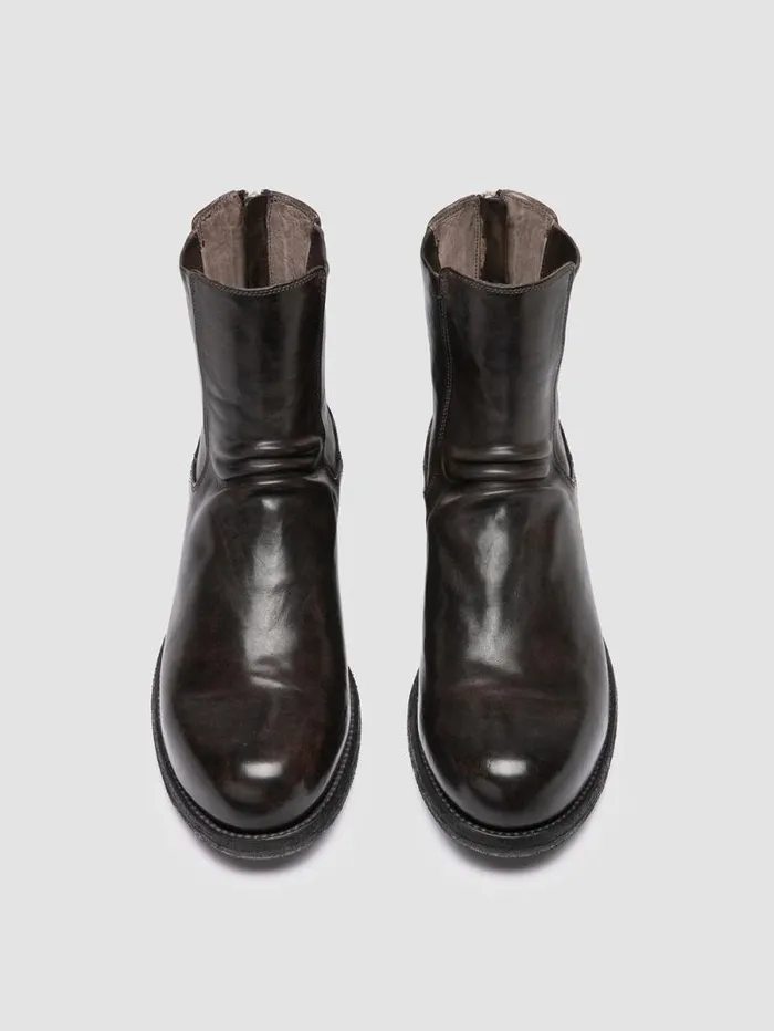 Men Officine Creative Footwear BULLA DD 104 Gray Leather Zipped Boots Men Officine Creative Footwear BULLA DD 104 Gray Leather Zipped Boots