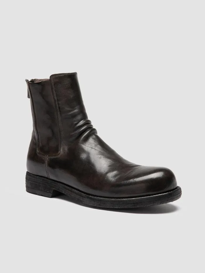 Men Officine Creative Footwear BULLA DD 104 Gray Leather Zipped Boots Men Officine Creative Footwear BULLA DD 104 Gray Leather Zipped Boots