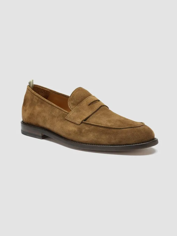 Men Officine Creative Footwear OPERA 001 Brown Suede Penny Loafers