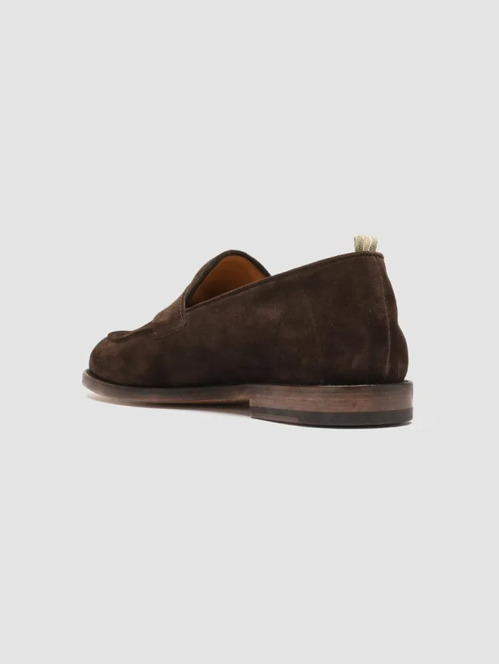 Men Officine Creative Footwear OPERA 001 Brown Suede Penny Loafers