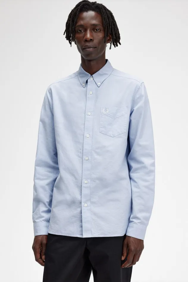 Men Oxford Shirt Light Smoke Fred Perry Shirts