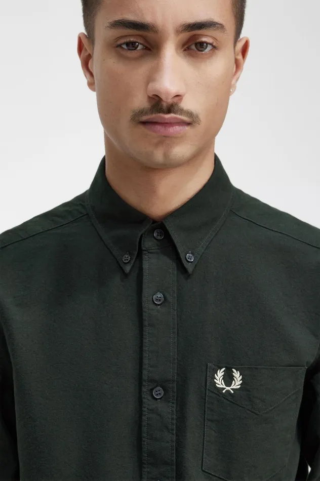 Men Oxford Shirt Night Green Fred Perry Shirts