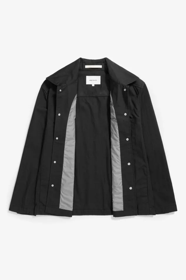 Men Pelle Fine Broken Twill Overshirt Black Norse Projects Overshirts