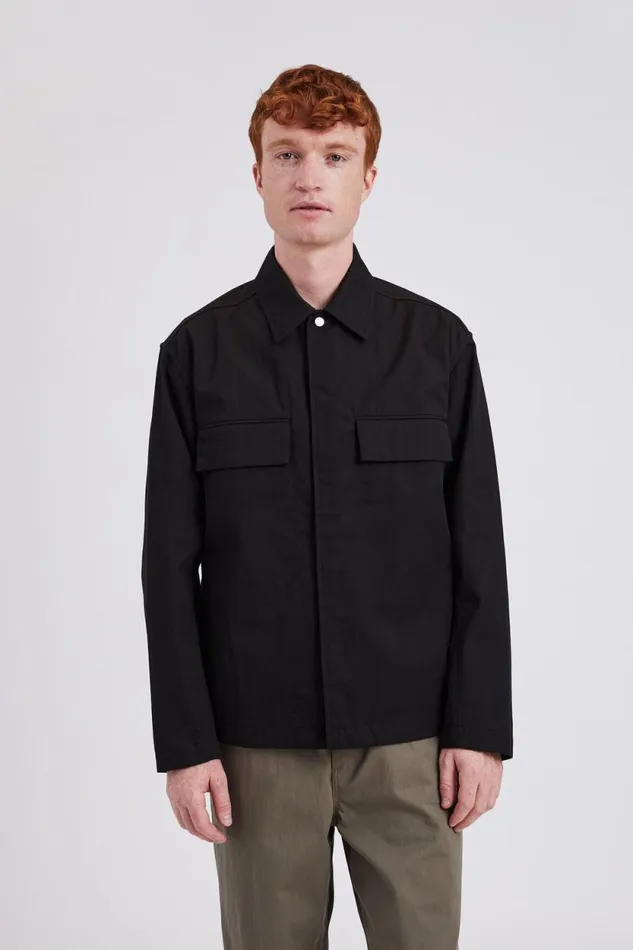 Men Pelle Fine Broken Twill Overshirt Black Norse Projects Overshirts