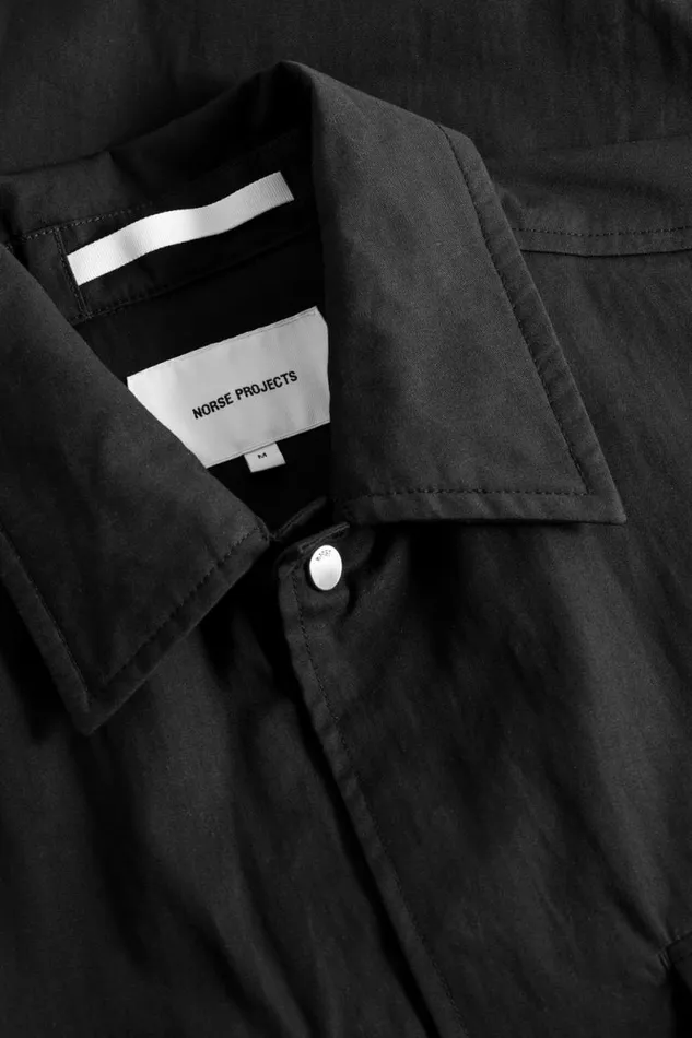 Men Pelle Fine Broken Twill Overshirt Black Norse Projects Overshirts