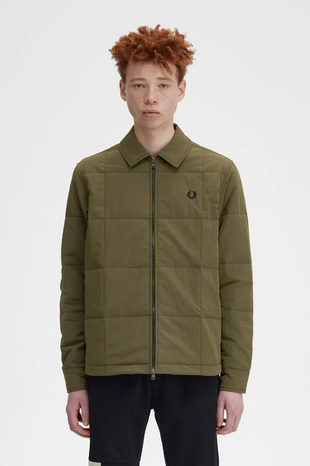 Men Quilted Overshirt Uniform Green Fred Perry Overshirts