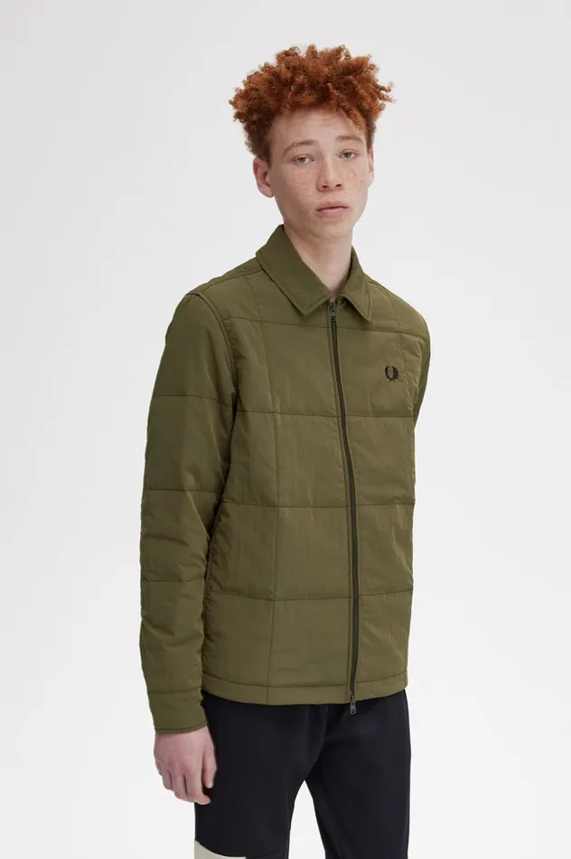 Men Quilted Overshirt Uniform Green Fred Perry Overshirts