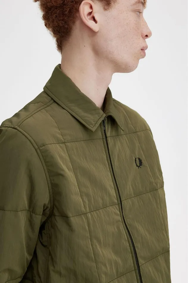 Men Quilted Overshirt Uniform Green Fred Perry Overshirts