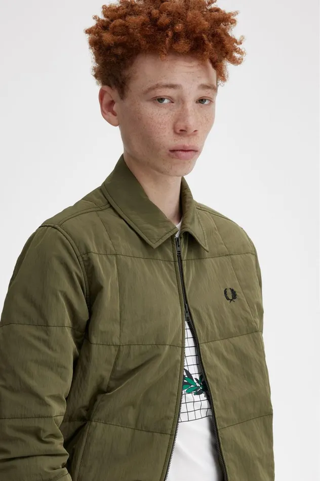 Men Quilted Overshirt Uniform Green Fred Perry Overshirts