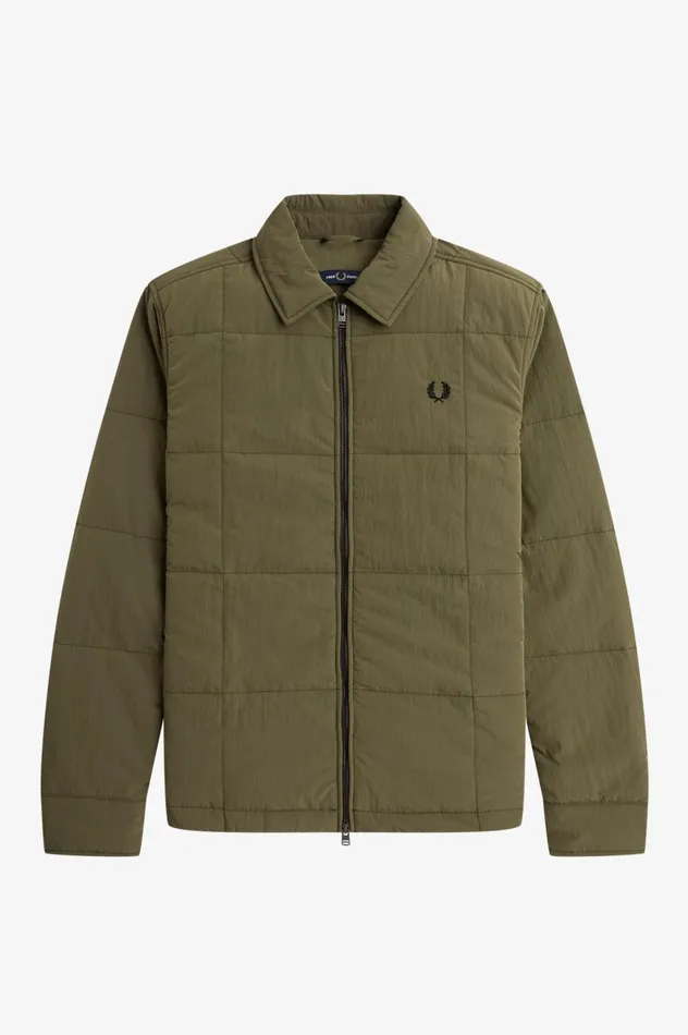 Men Quilted Overshirt Uniform Green Fred Perry Overshirts