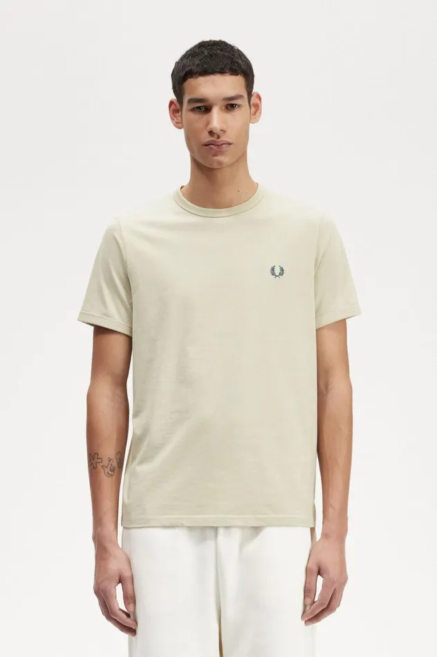 Men Ringer TShirt Light Oyster Fred Perry TShirts