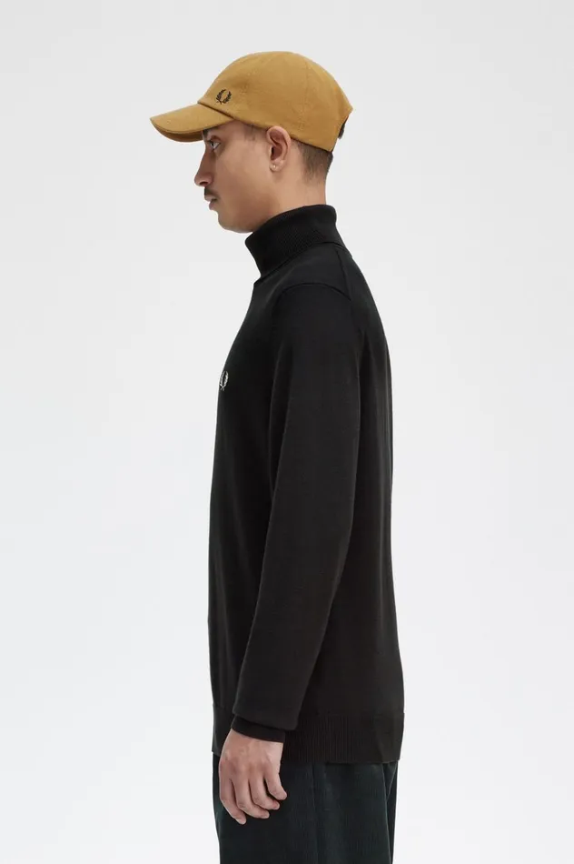 Men Roll Neck Jumper Night Green Fred Perry Knitwear