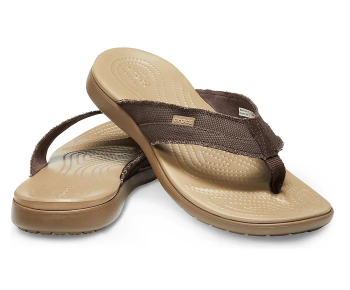 Men Santa Cruz Canvas Flip Espresso Khaki FlipFlops Crocs