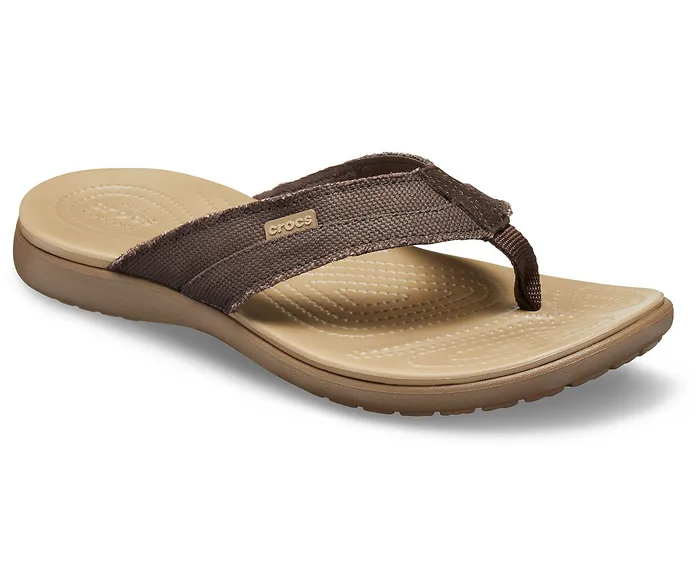 Men Santa Cruz Canvas Flip Espresso Khaki FlipFlops Crocs