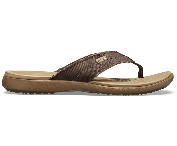 Men Santa Cruz Canvas Flip Espresso Khaki FlipFlops Crocs