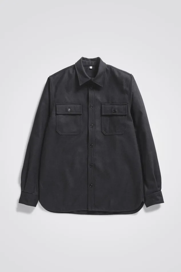 Men Silas Wool Charcoal Melange Norse Projects Overshirts