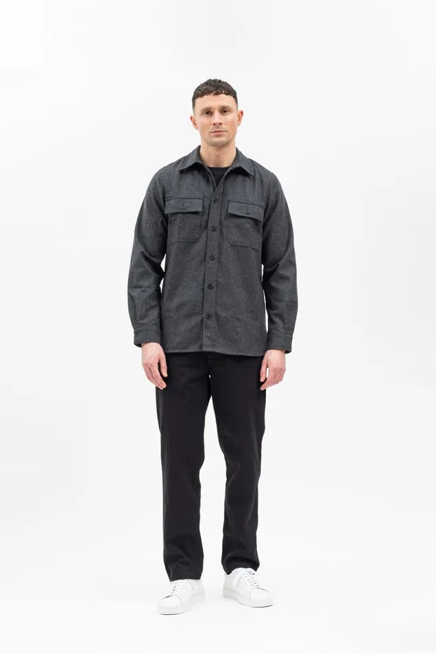 Men Silas Wool Charcoal Melange Norse Projects Overshirts