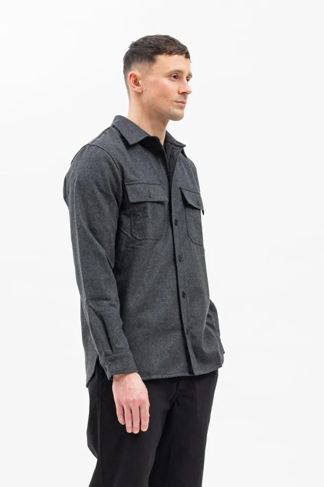 Men Silas Wool Charcoal Melange Norse Projects Overshirts