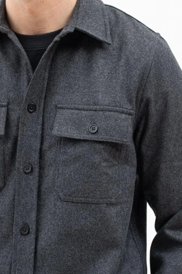 Men Silas Wool Charcoal Melange Norse Projects Overshirts
