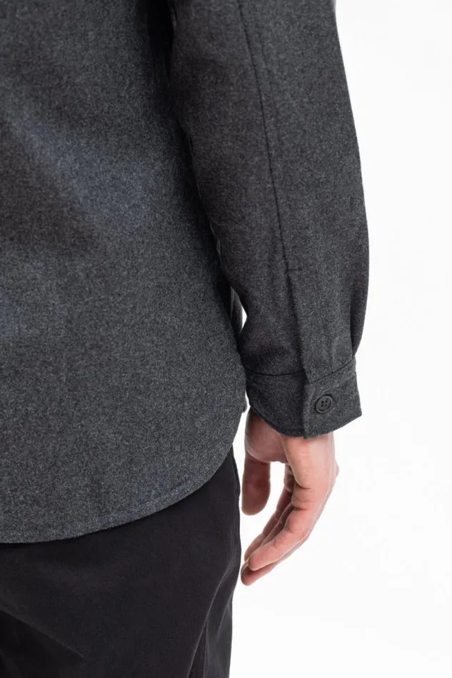 Men Silas Wool Charcoal Melange Norse Projects Overshirts