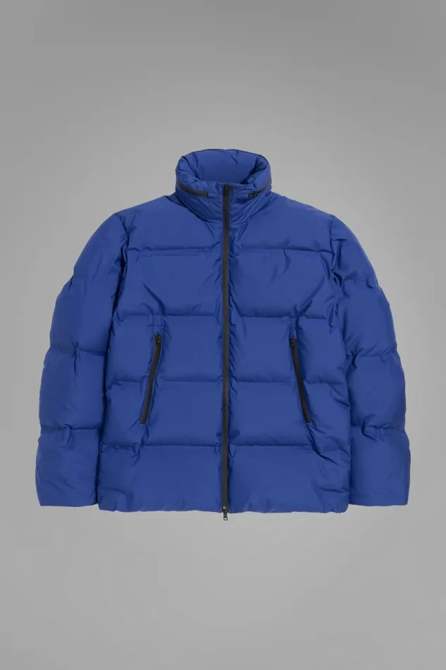 Men Stand Collar Short Down Jacket Pertex Shield Cobalt Blue Norse Projects Outerwear