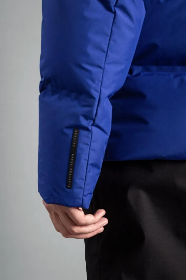 Men Stand Collar Short Down Jacket Pertex Shield Cobalt Blue Norse Projects Outerwear