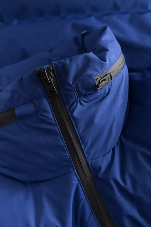 Men Stand Collar Short Down Jacket Pertex Shield Cobalt Blue Norse Projects Outerwear