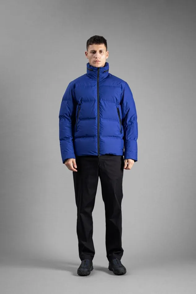 Men Stand Collar Short Down Jacket Pertex Shield Cobalt Blue Norse Projects Outerwear