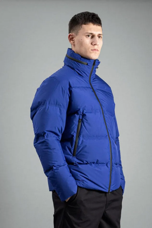 Men Stand Collar Short Down Jacket Pertex Shield Cobalt Blue Norse Projects Outerwear