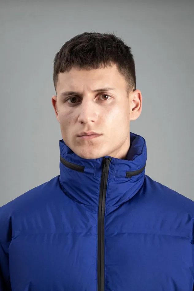 Men Stand Collar Short Down Jacket Pertex Shield Cobalt Blue Norse Projects Outerwear