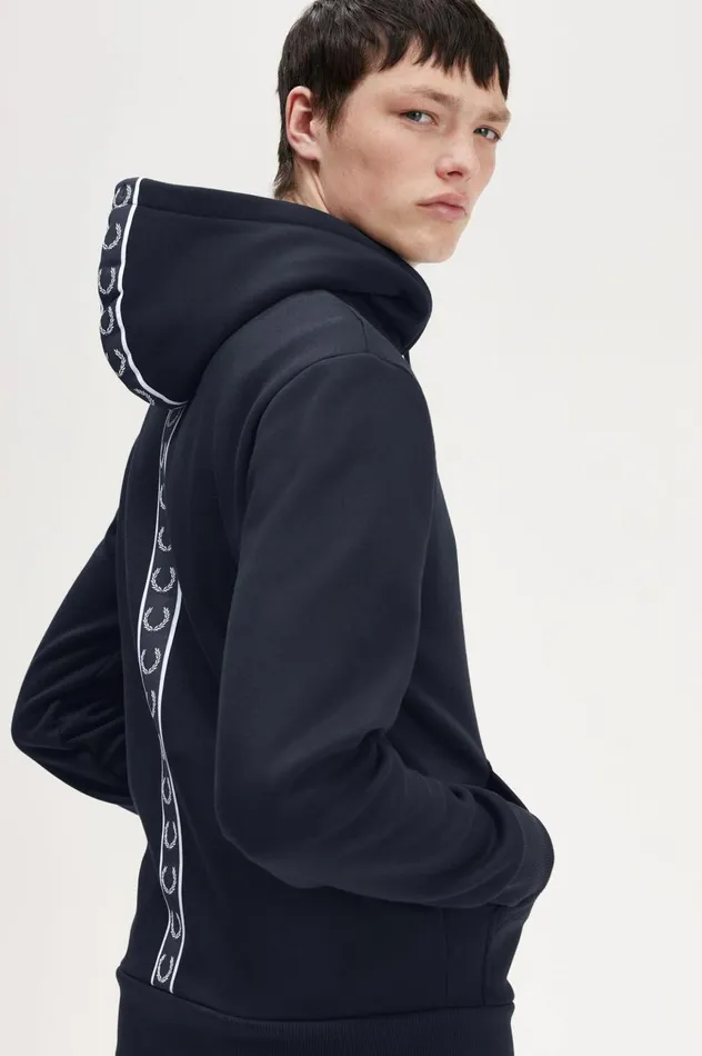 Men Tape Detail Hooded Sweatshirt Fred Perry Sweatshirts