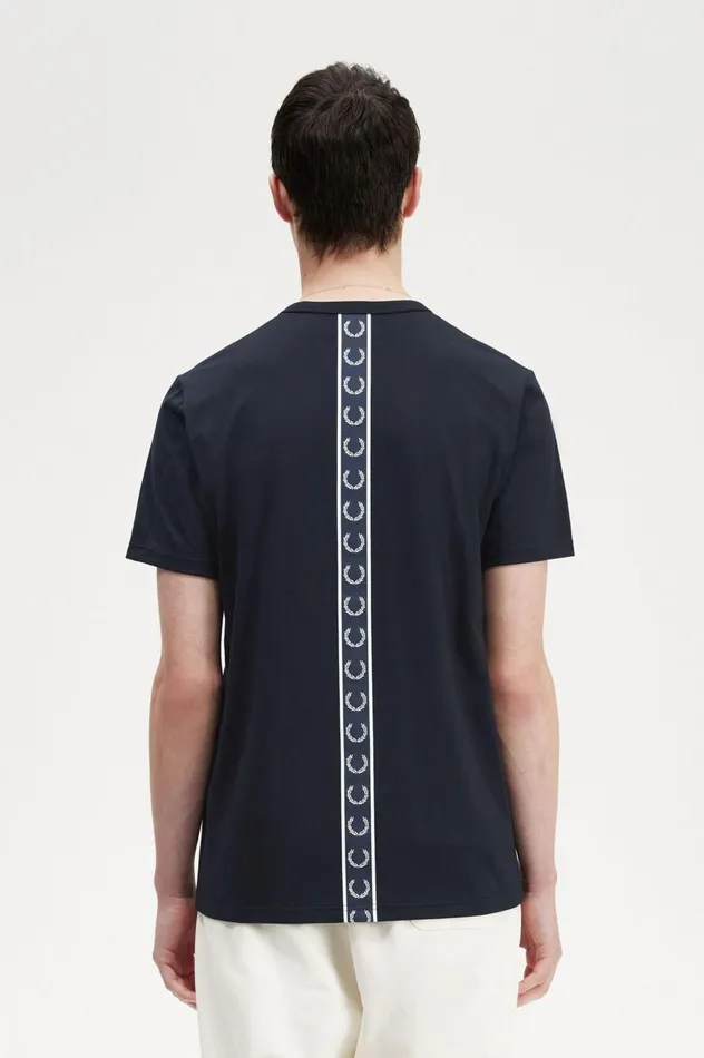 Men Tape Detail TShirt Navy Fred Perry TShirts