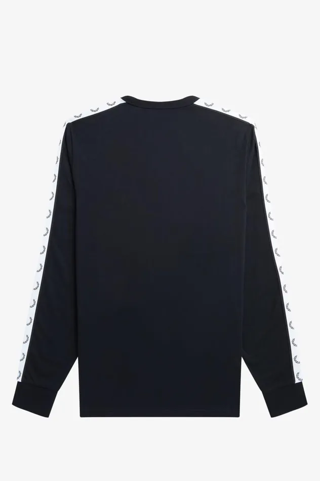 Men Taped Long Sleeve TShirt Black Fred Perry TShirts