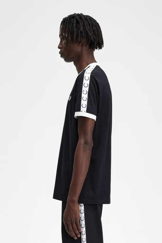Men Taped Ringer TShirt Black Fred Perry TShirts