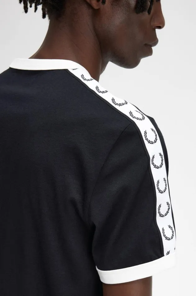 Men Taped Ringer TShirt Black Fred Perry TShirts