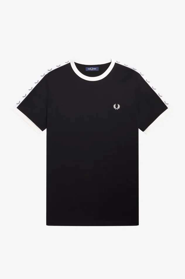 Men Taped Ringer TShirt Black Fred Perry TShirts