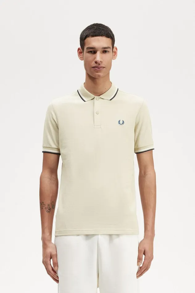Men The ShirtM3600 Light Oystersnow Whitepetrol Blue Fred Perry The Fred Perry Shirt