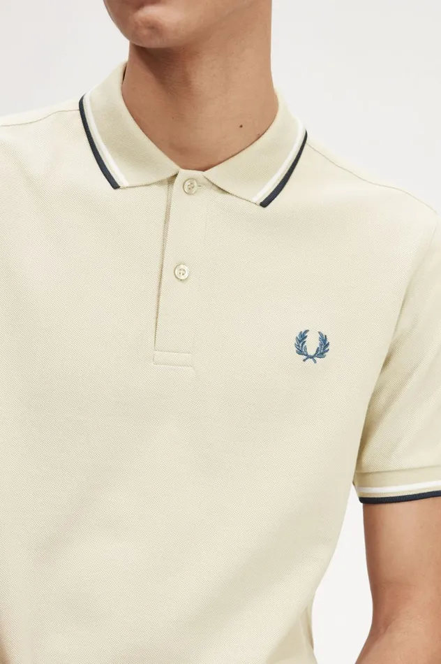 Men The ShirtM3600 Light Oystersnow Whitepetrol Blue Fred Perry The Fred Perry Shirt