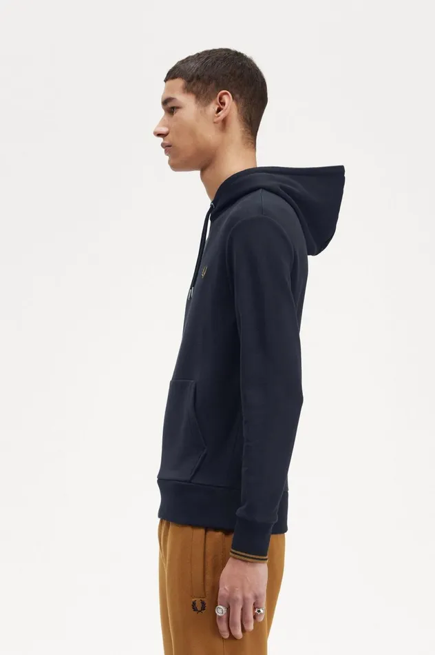 Men Tipped Hooded Sweatshirt Navydark Caramel Fred Perry Sweatshirts