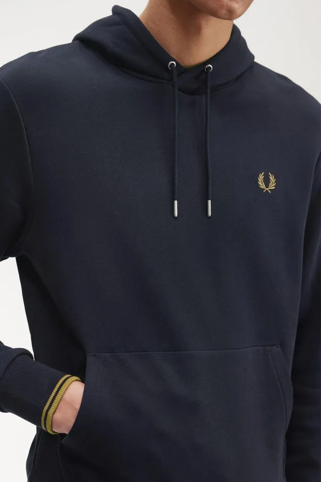Men Tipped Hooded Sweatshirt Navydark Caramel Fred Perry Sweatshirts