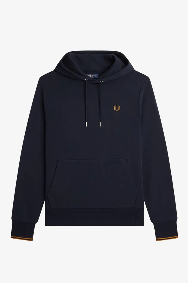 Men Tipped Hooded Sweatshirt Navydark Caramel Fred Perry Sweatshirts