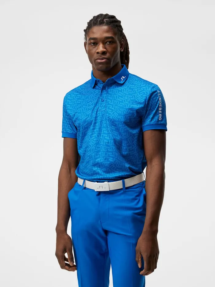 Men Tour Tech Reg Fit Print Polo Lapis Outline Bridge Swirl JLindeberg Polo Shirts
