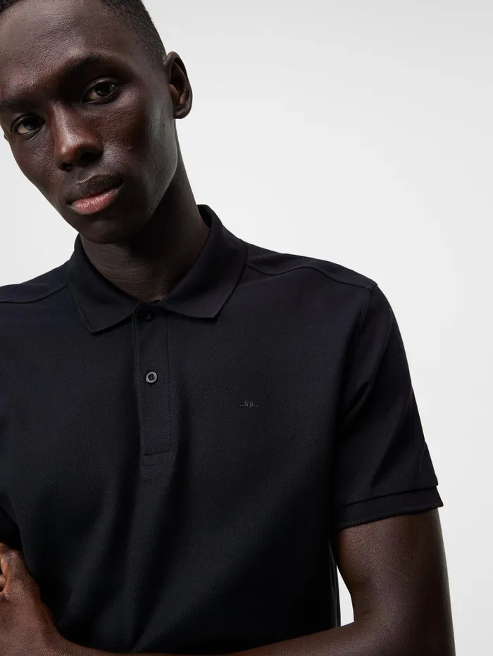 Men Troy Pique Polo Shirt Black JLindeberg Polo Shirts Men Troy Pique Polo Shirt Black JLindeberg Polo Shirts